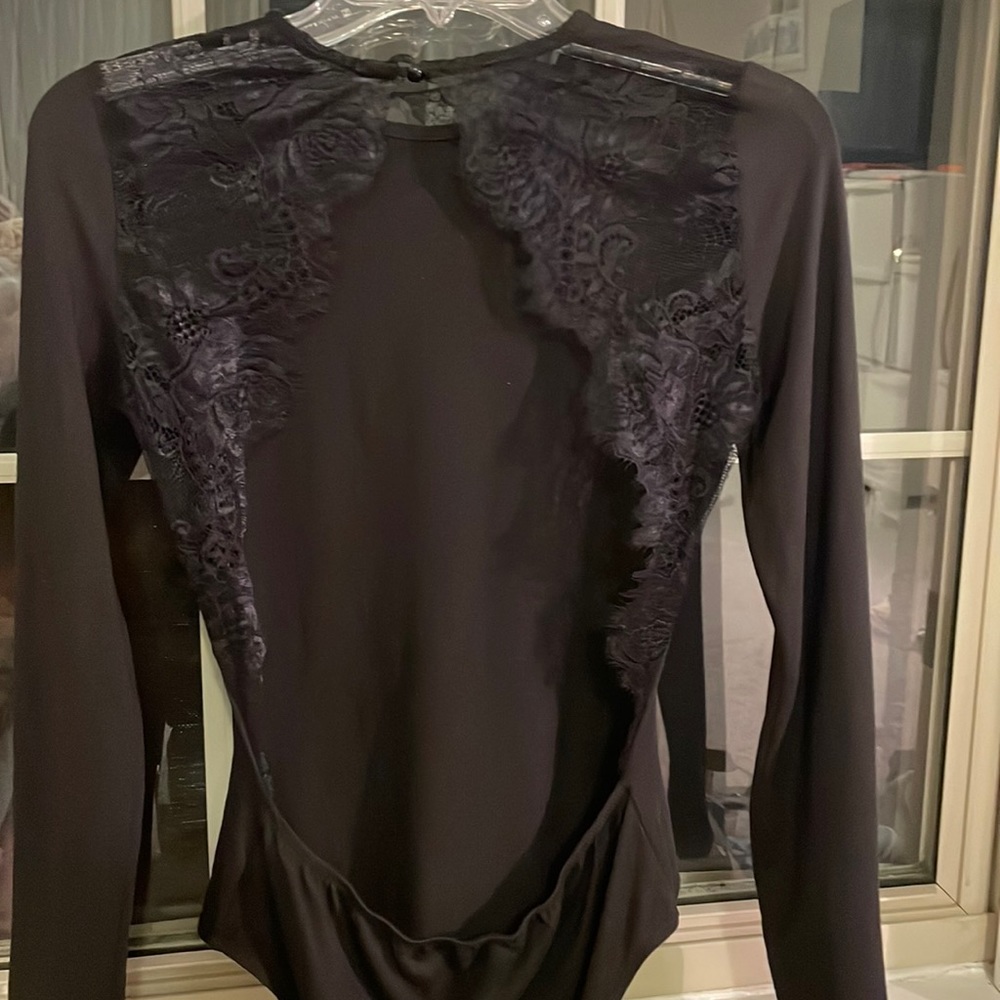 Black Lace Open Back Bodysuit